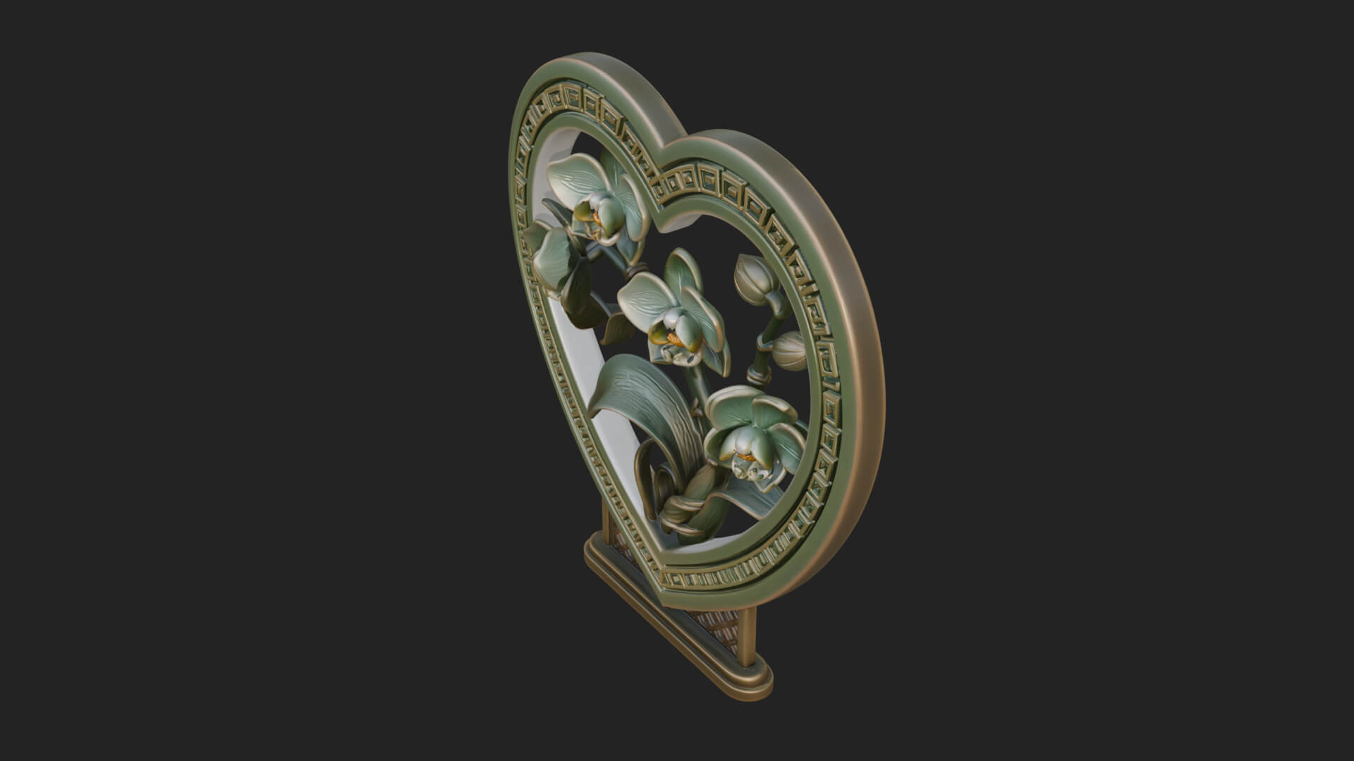 Ornate Framed Heart Plaque Design 57 3D Print Model 3D Model