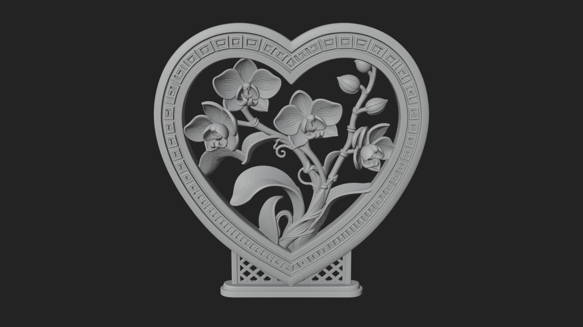 Ornate Framed Heart Plaque Design 57 3D Print Model 3D Model