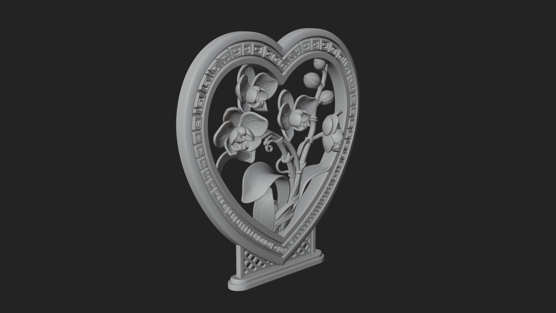 Ornate Framed Heart Plaque Design 57 3D Print Model 3D Model
