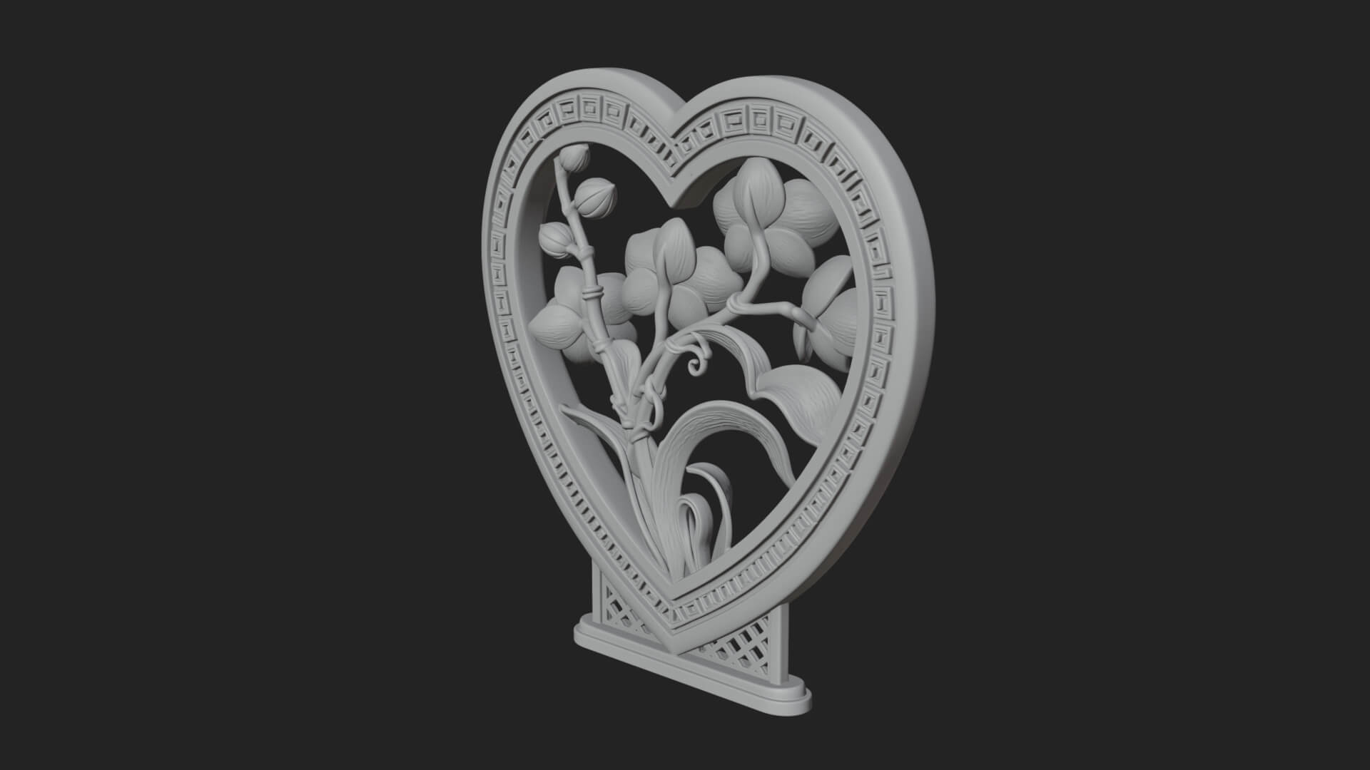 Ornate Framed Heart Plaque Design 57 3D Print Model 3D Model