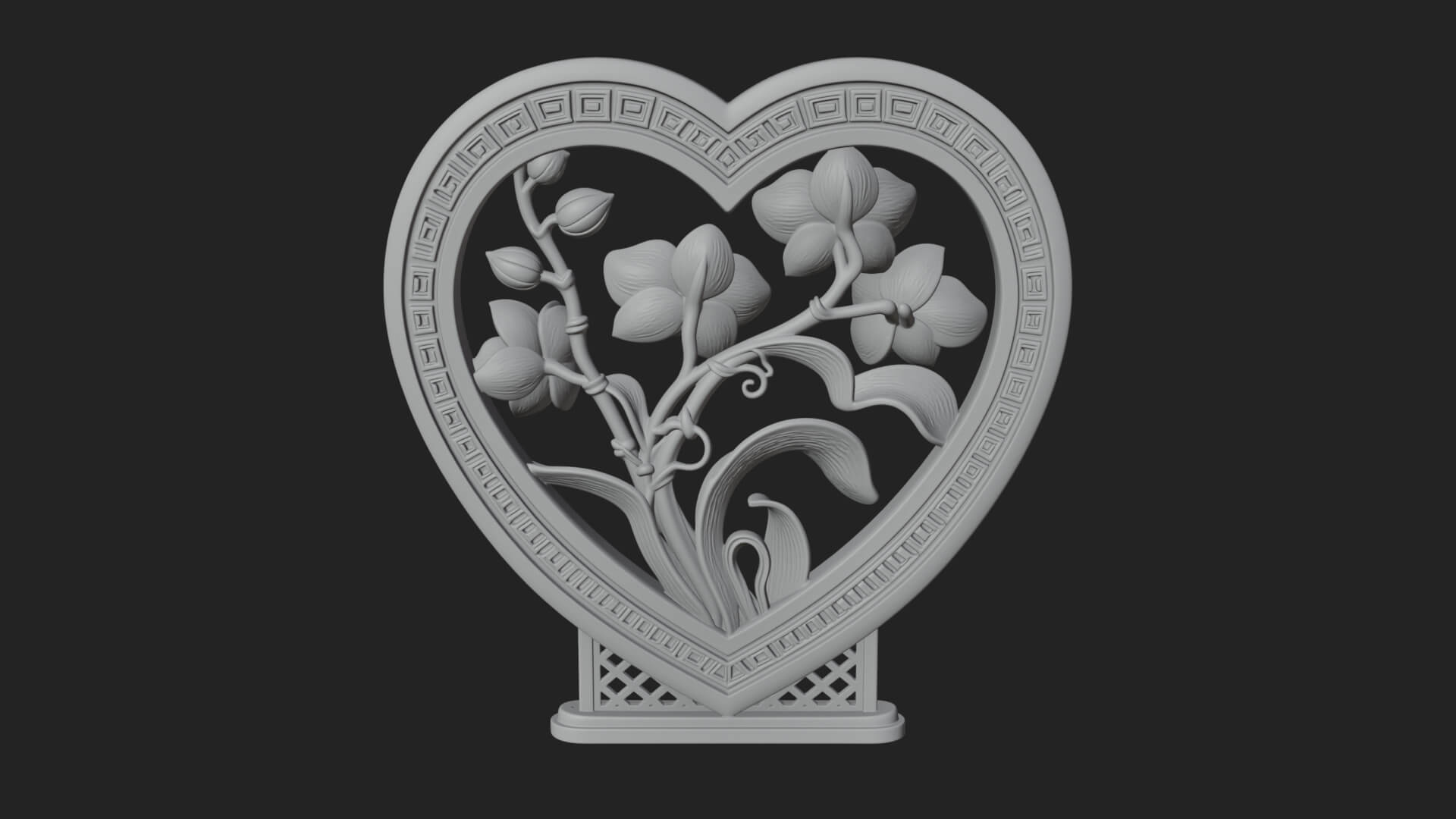 Ornate Framed Heart Plaque Design 57 3D Print Model 3D Model