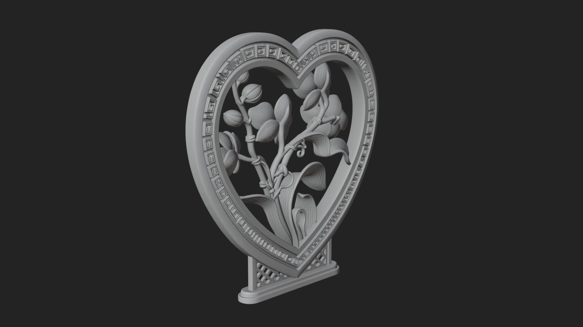 Ornate Framed Heart Plaque Design 57 3D Print Model 3D Model