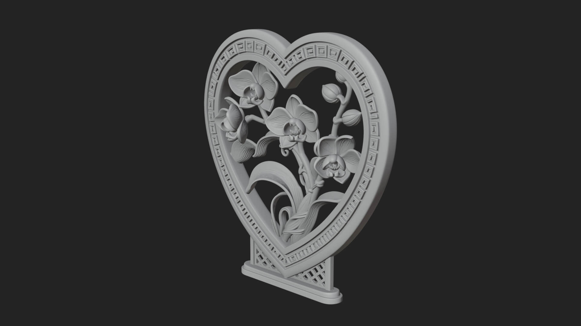 Ornate Framed Heart Plaque Design 57 3D Print Model 3D Model