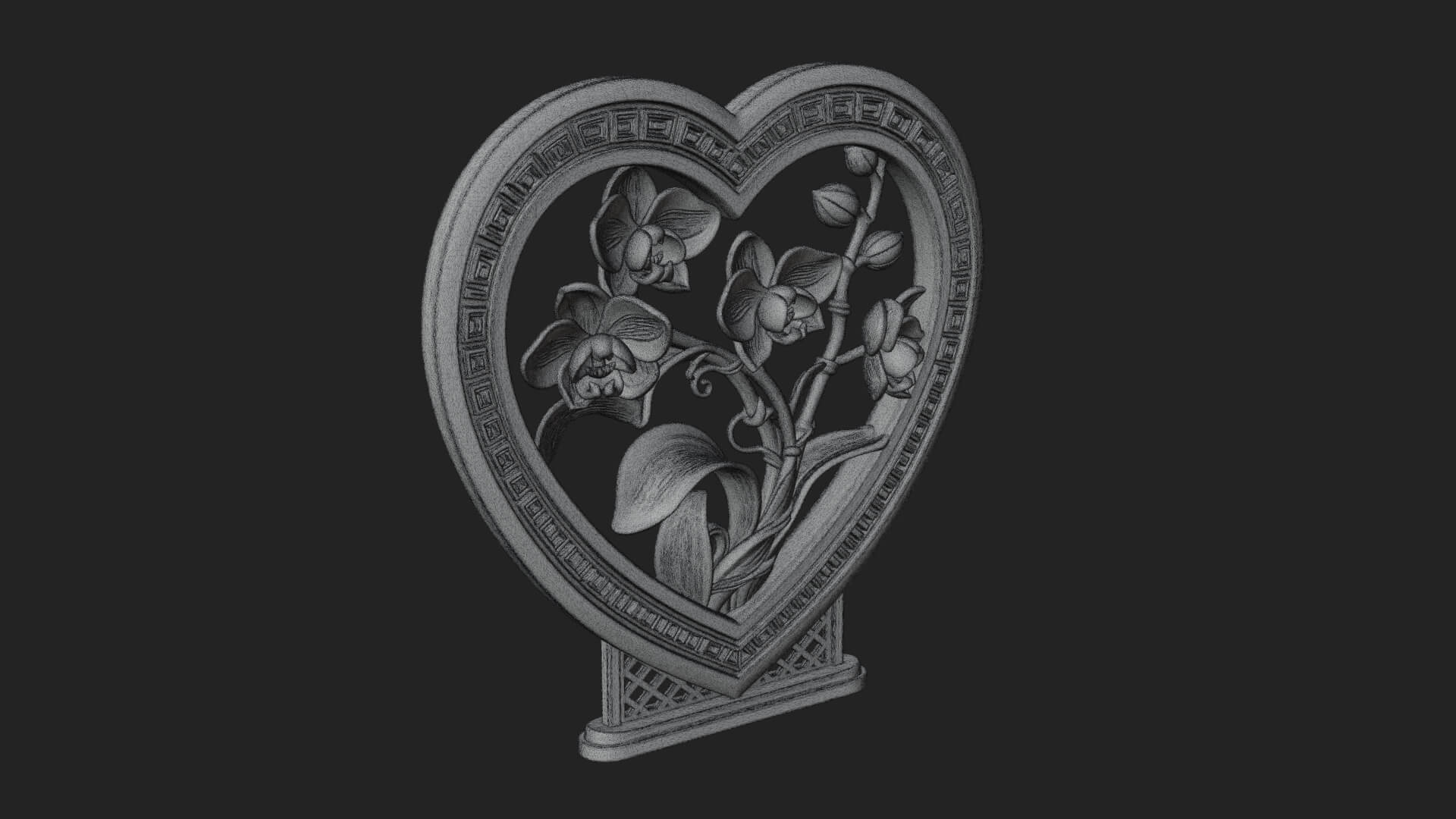 Ornate Framed Heart Plaque Design 57 3D Print Model 3D Model