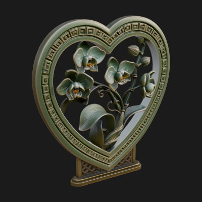 Ornate Framed Heart Plaque Design 57 3D Print Model