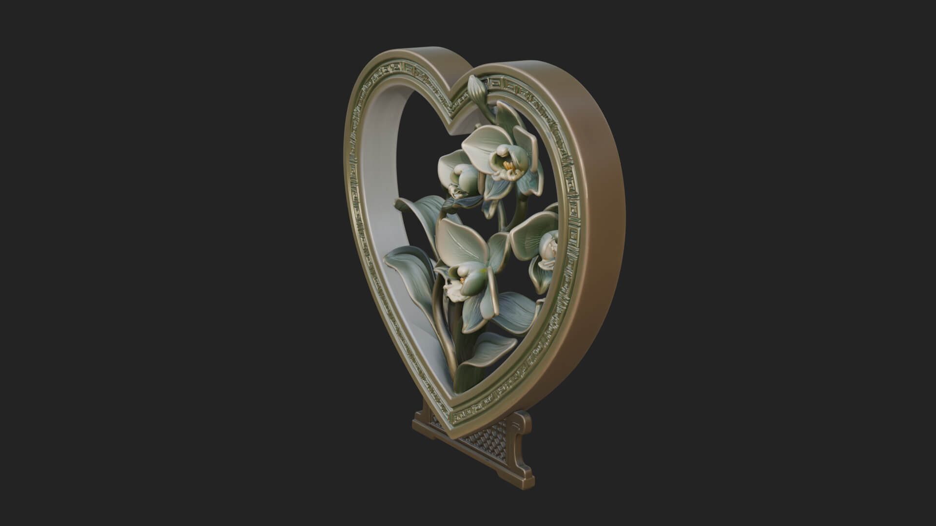 Ornate Framed Heart Plaque Design 58 3D Print Model 3D Model