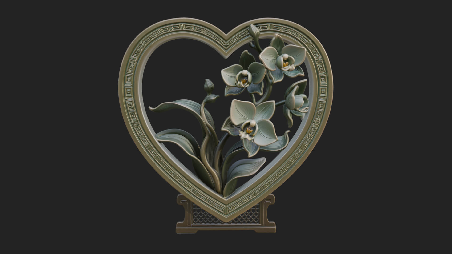 Ornate Framed Heart Plaque Design 58 3D Print Model 3D Model
