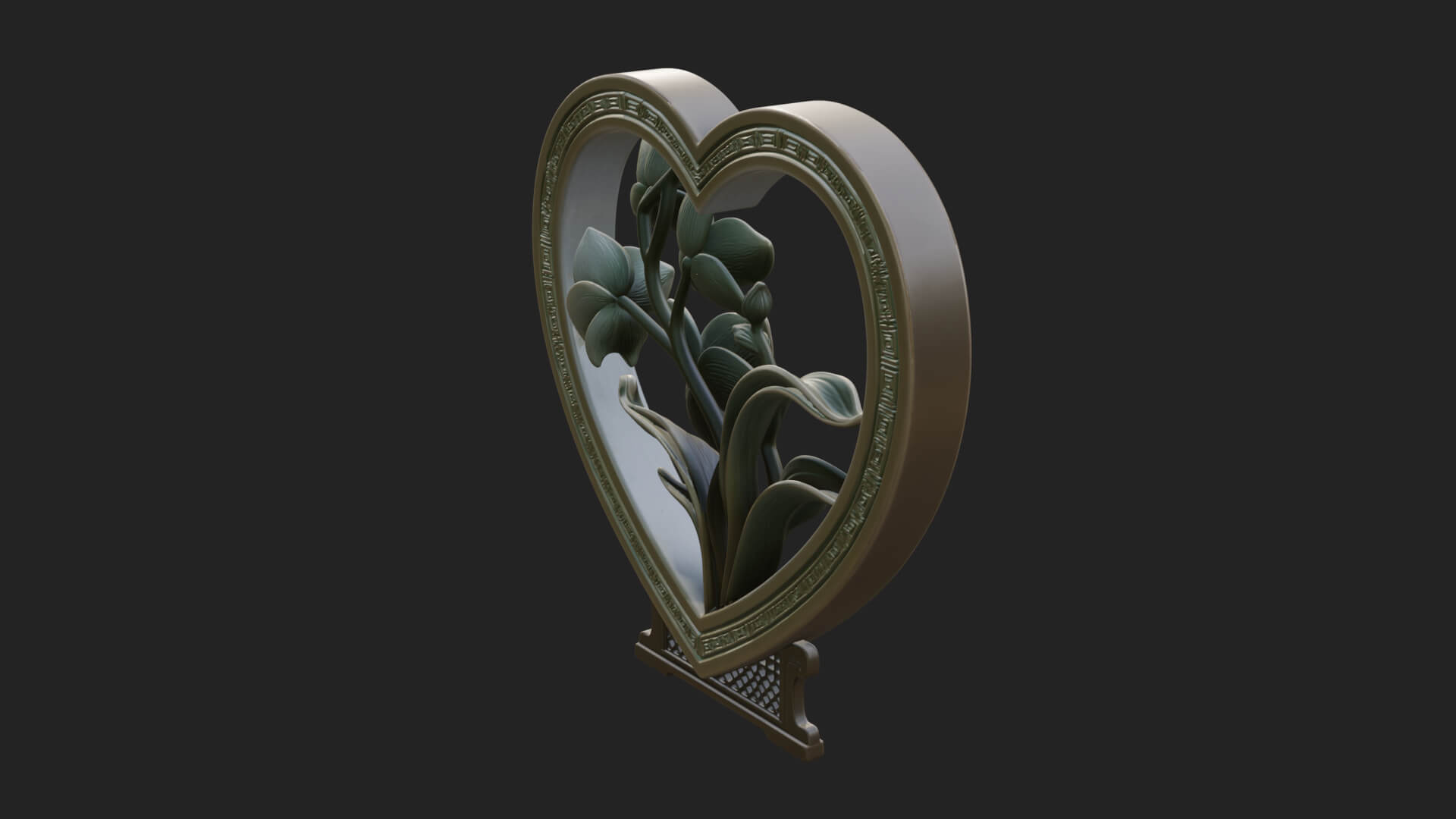 Ornate Framed Heart Plaque Design 58 3D Print Model 3D Model