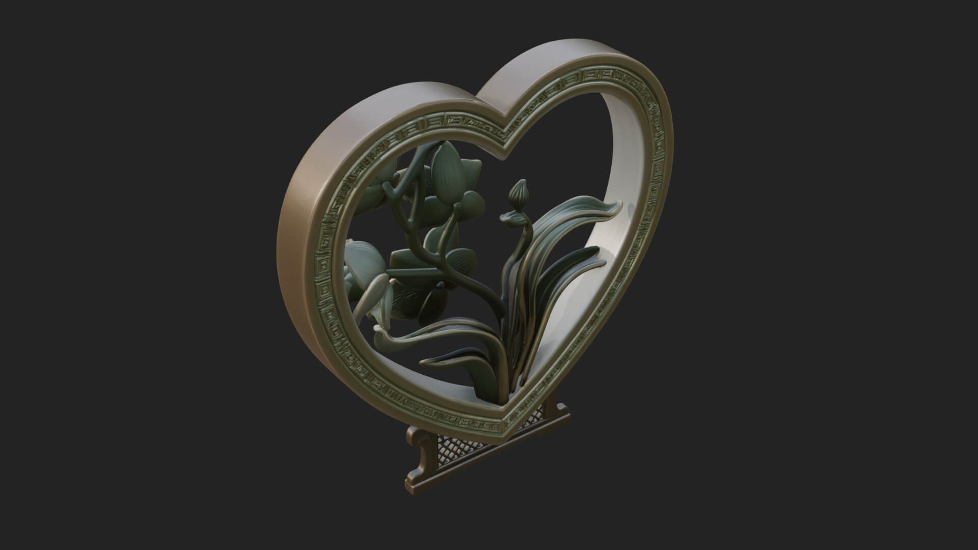 Ornate Framed Heart Plaque Design 58 3D Print Model 3D Model