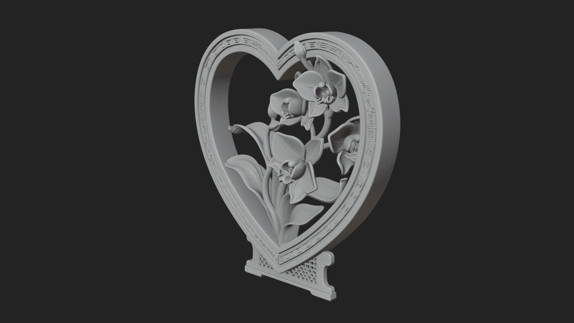 Ornate Framed Heart Plaque Design 58 3D Print Model 3D Model
