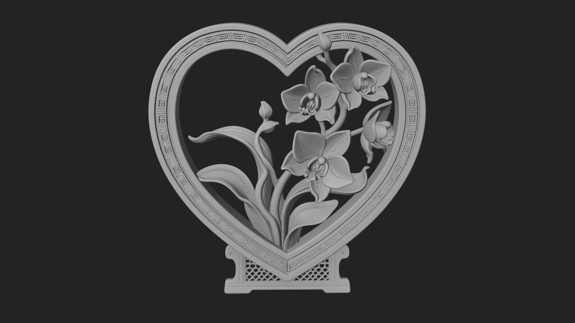 Ornate Framed Heart Plaque Design 58 3D Print Model 3D Model