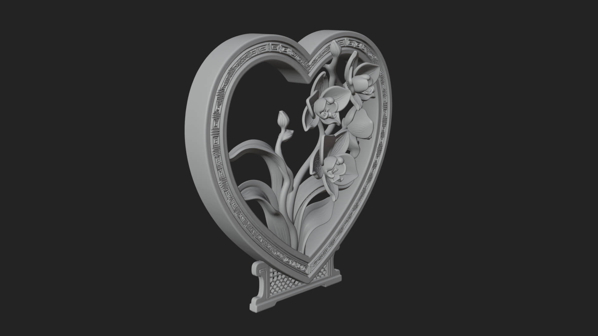 Ornate Framed Heart Plaque Design 58 3D Print Model 3D Model