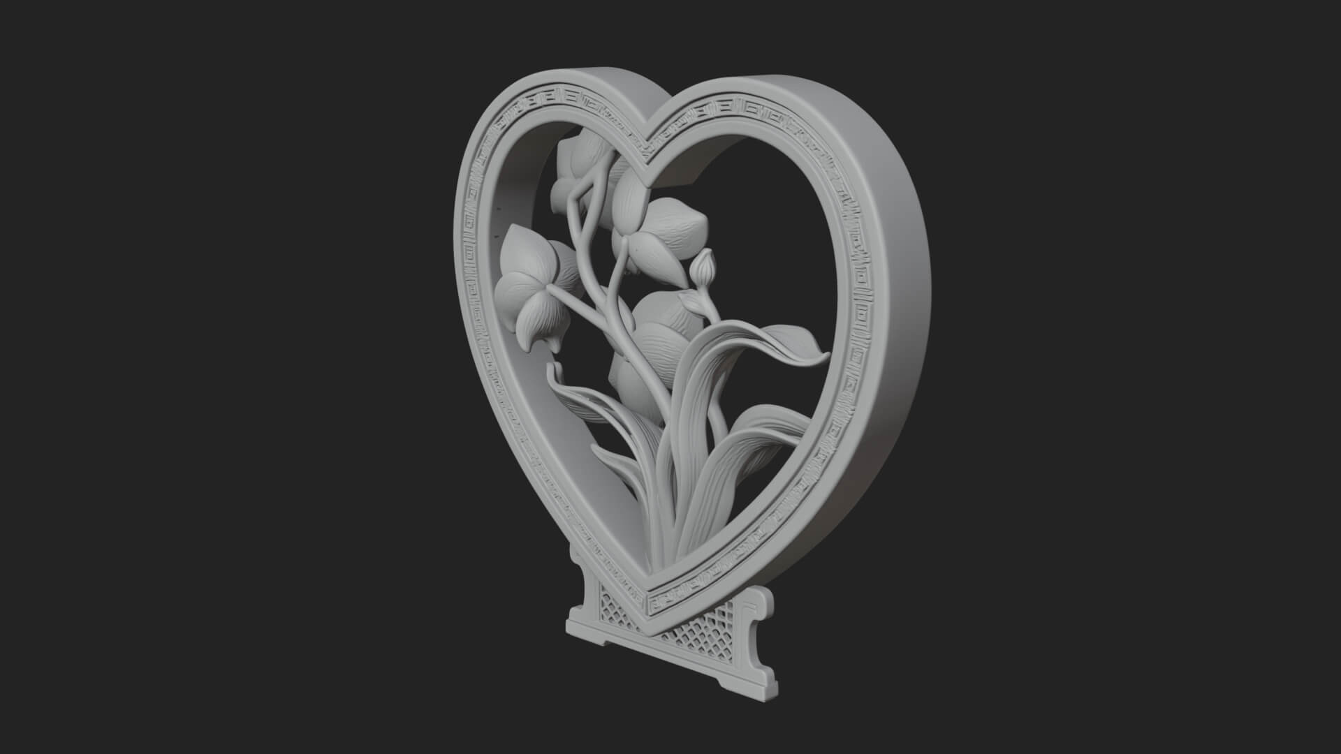 Ornate Framed Heart Plaque Design 58 3D Print Model 3D Model