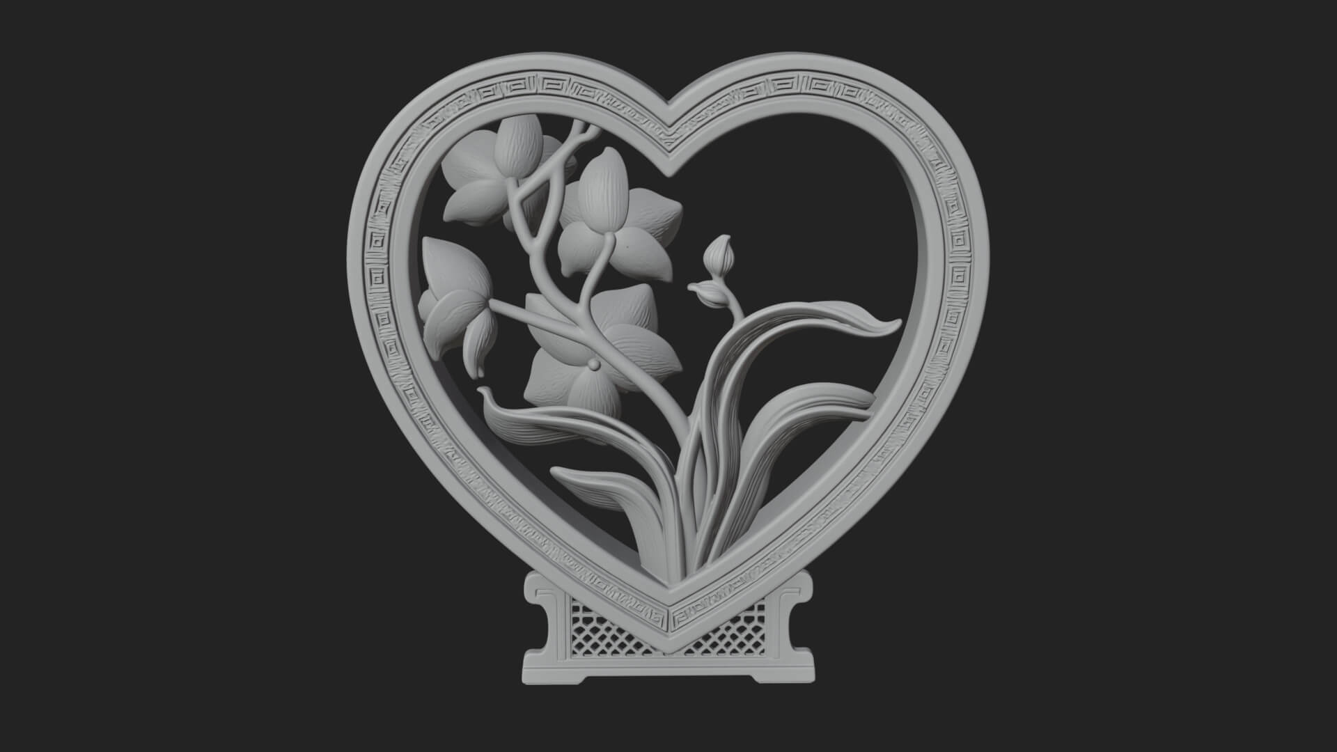 Ornate Framed Heart Plaque Design 58 3D Print Model 3D Model