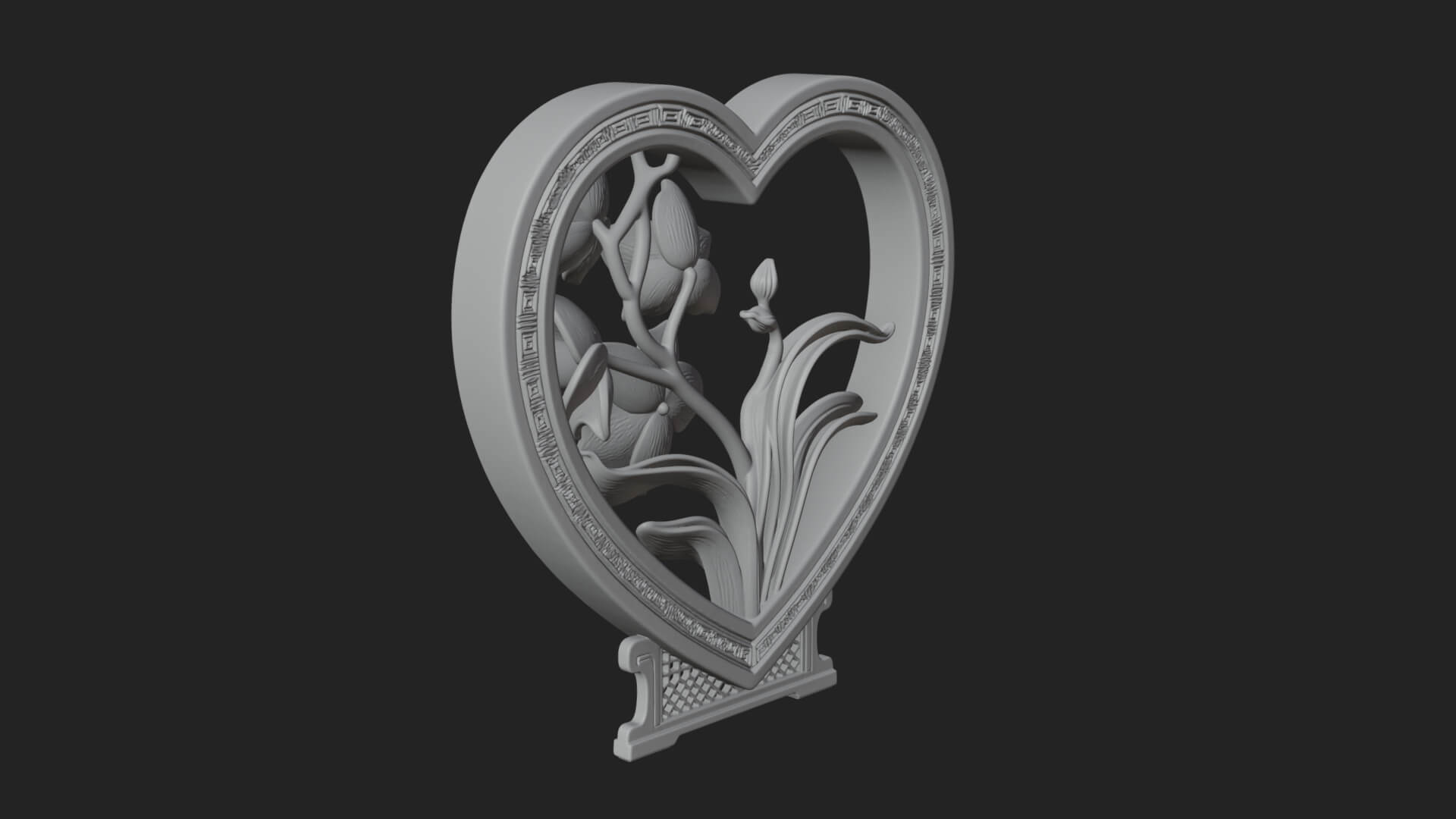 Ornate Framed Heart Plaque Design 58 3D Print Model 3D Model