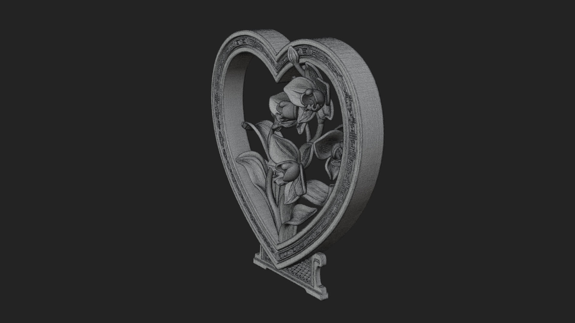 Ornate Framed Heart Plaque Design 58 3D Print Model 3D Model