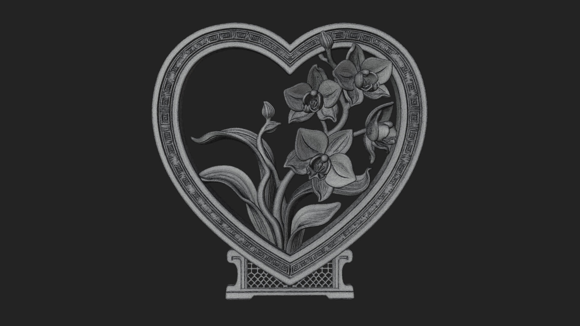 Ornate Framed Heart Plaque Design 58 3D Print Model 3D Model
