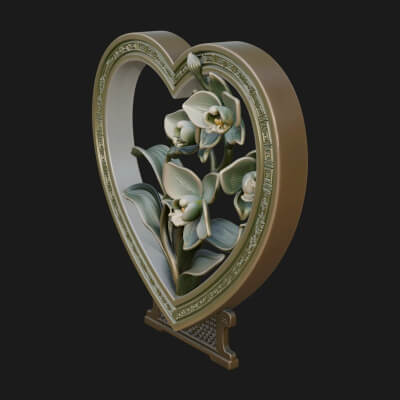 Ornate Framed Heart Plaque Design 58 3D Print Model