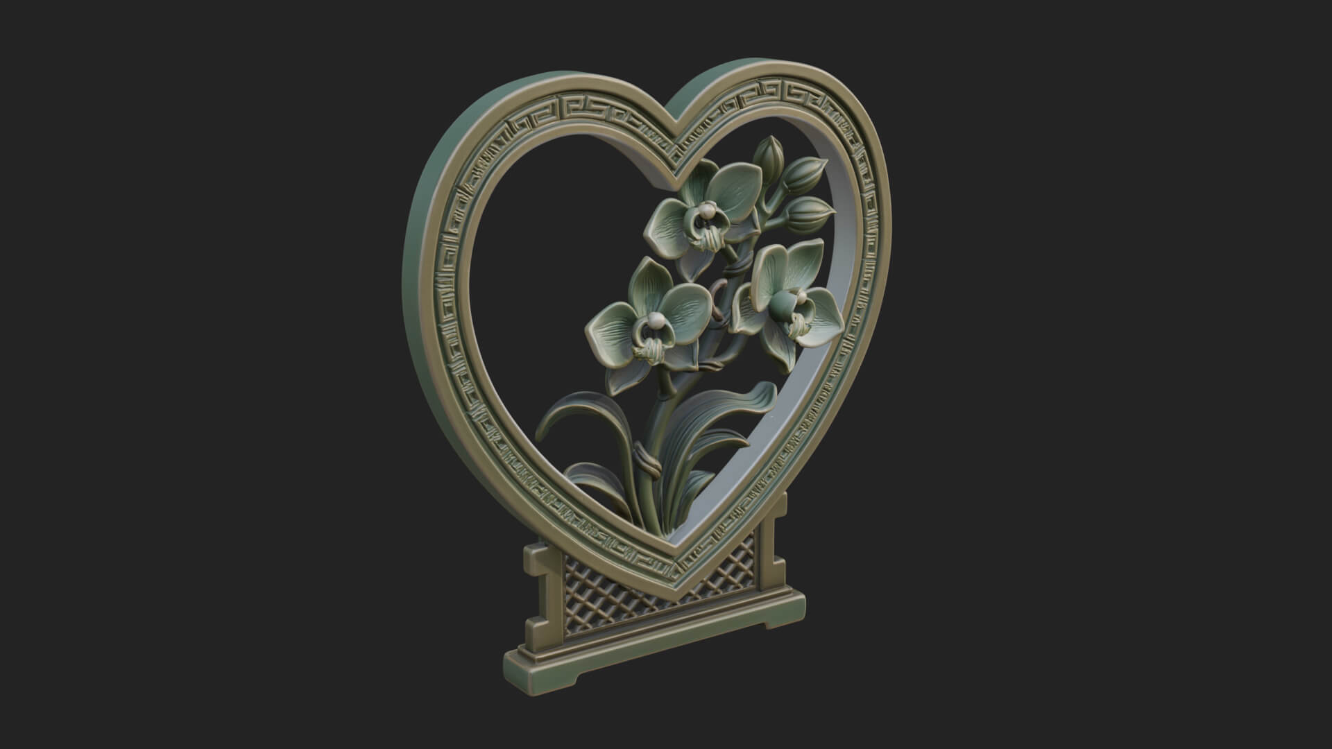 Ornate Framed Heart Plaque Design 59 3D Print Model 3D Model