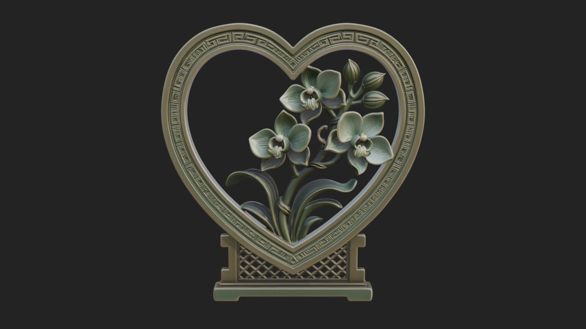 Ornate Framed Heart Plaque Design 59 3D Print Model 3D Model