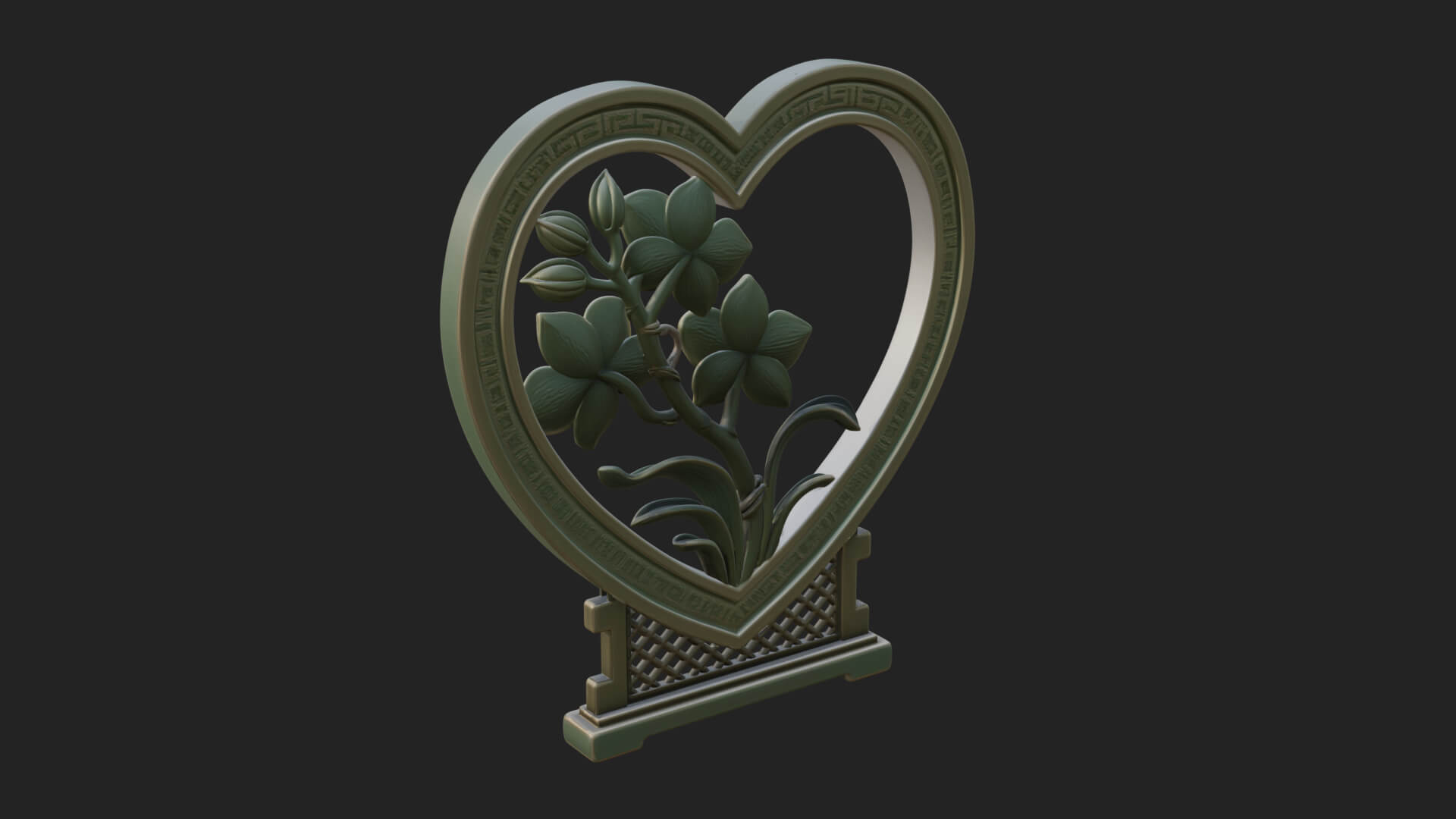 Ornate Framed Heart Plaque Design 59 3D Print Model 3D Model