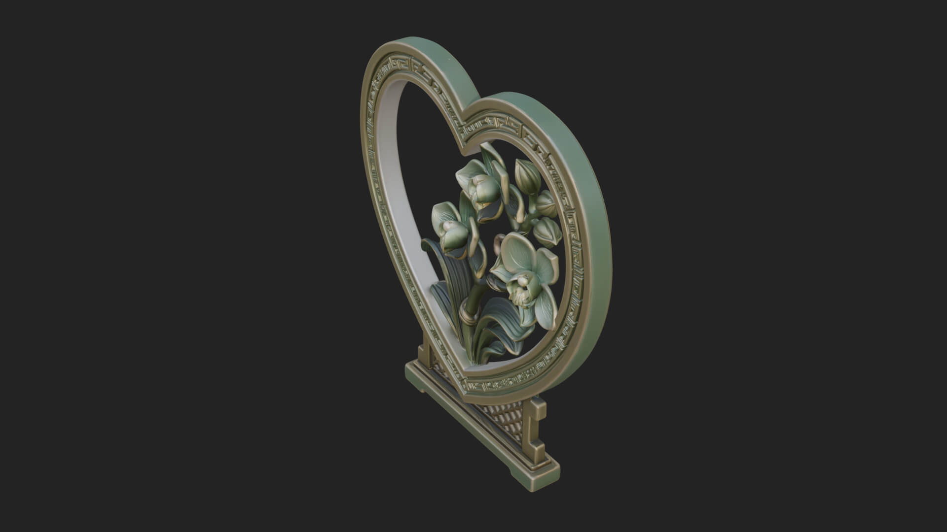 Ornate Framed Heart Plaque Design 59 3D Print Model 3D Model