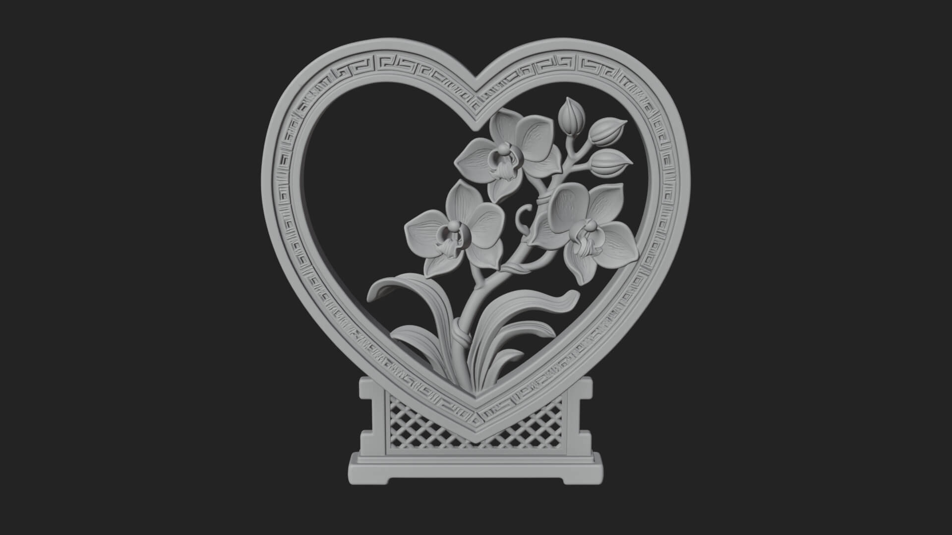 Ornate Framed Heart Plaque Design 59 3D Print Model 3D Model