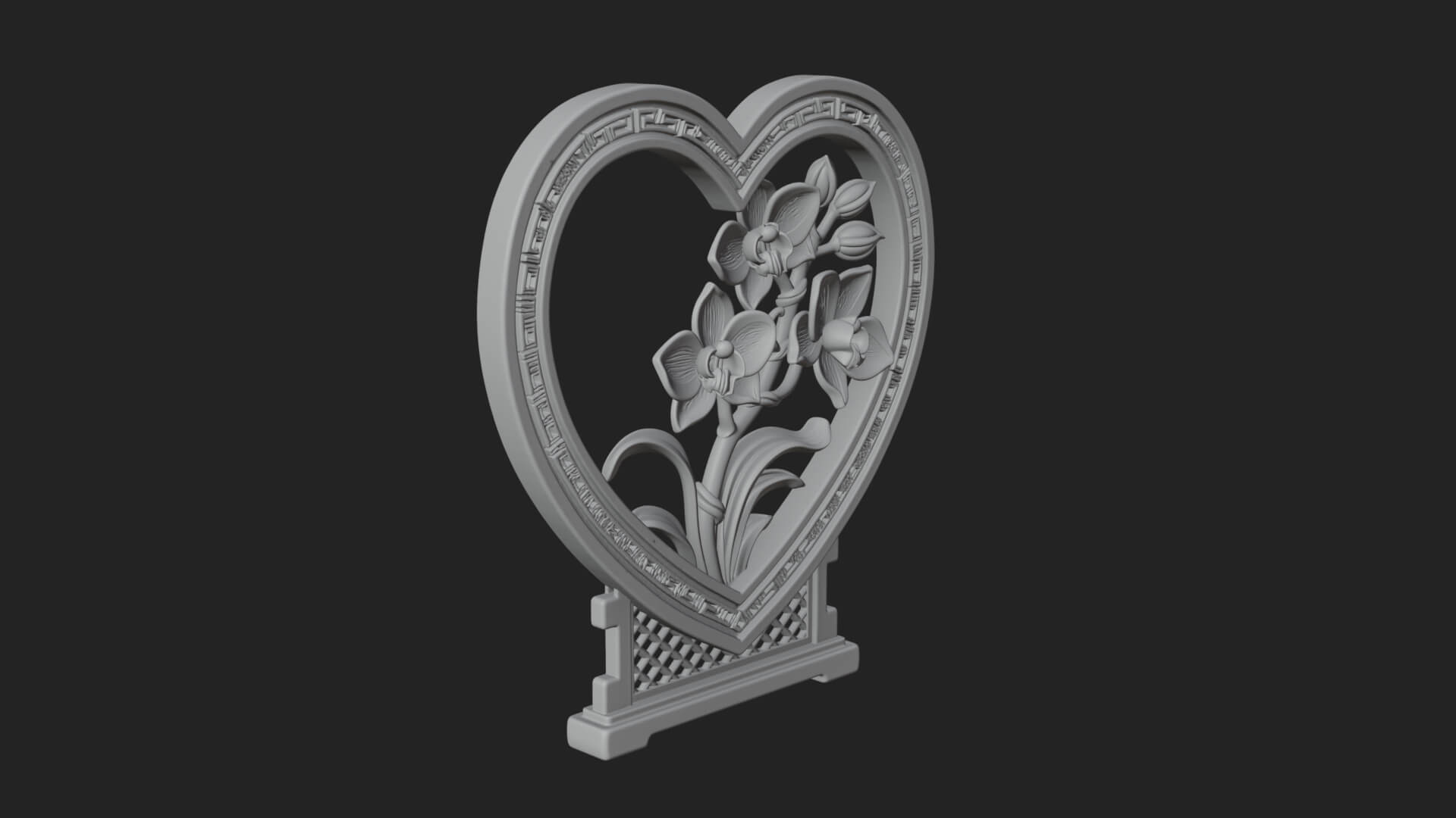 Ornate Framed Heart Plaque Design 59 3D Print Model 3D Model