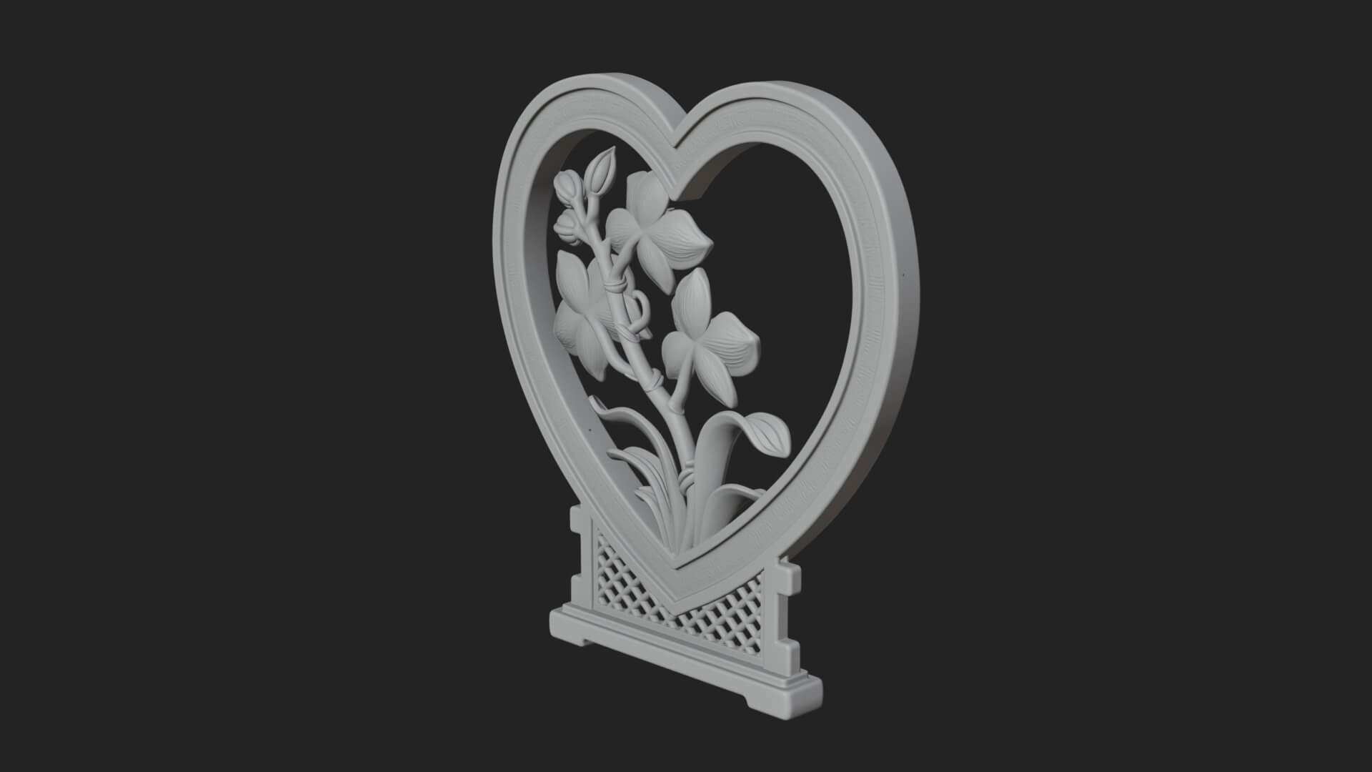 Ornate Framed Heart Plaque Design 59 3D Print Model 3D Model