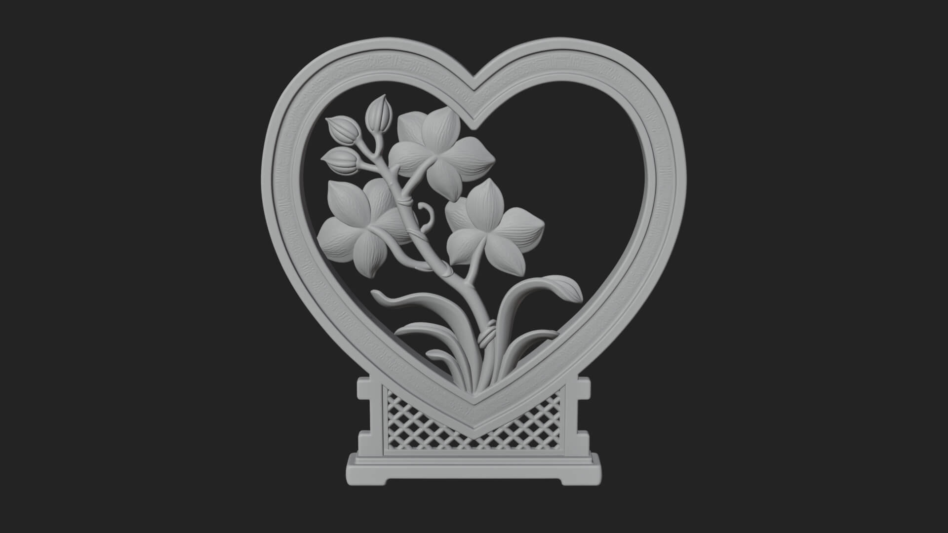 Ornate Framed Heart Plaque Design 59 3D Print Model 3D Model