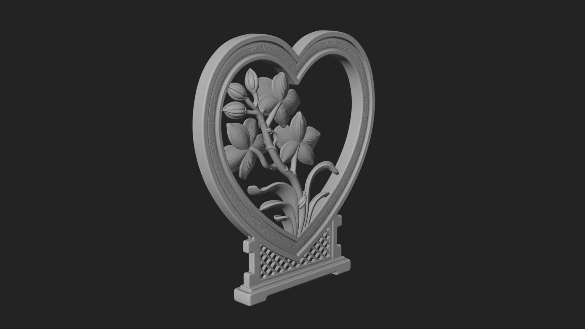 Ornate Framed Heart Plaque Design 59 3D Print Model 3D Model