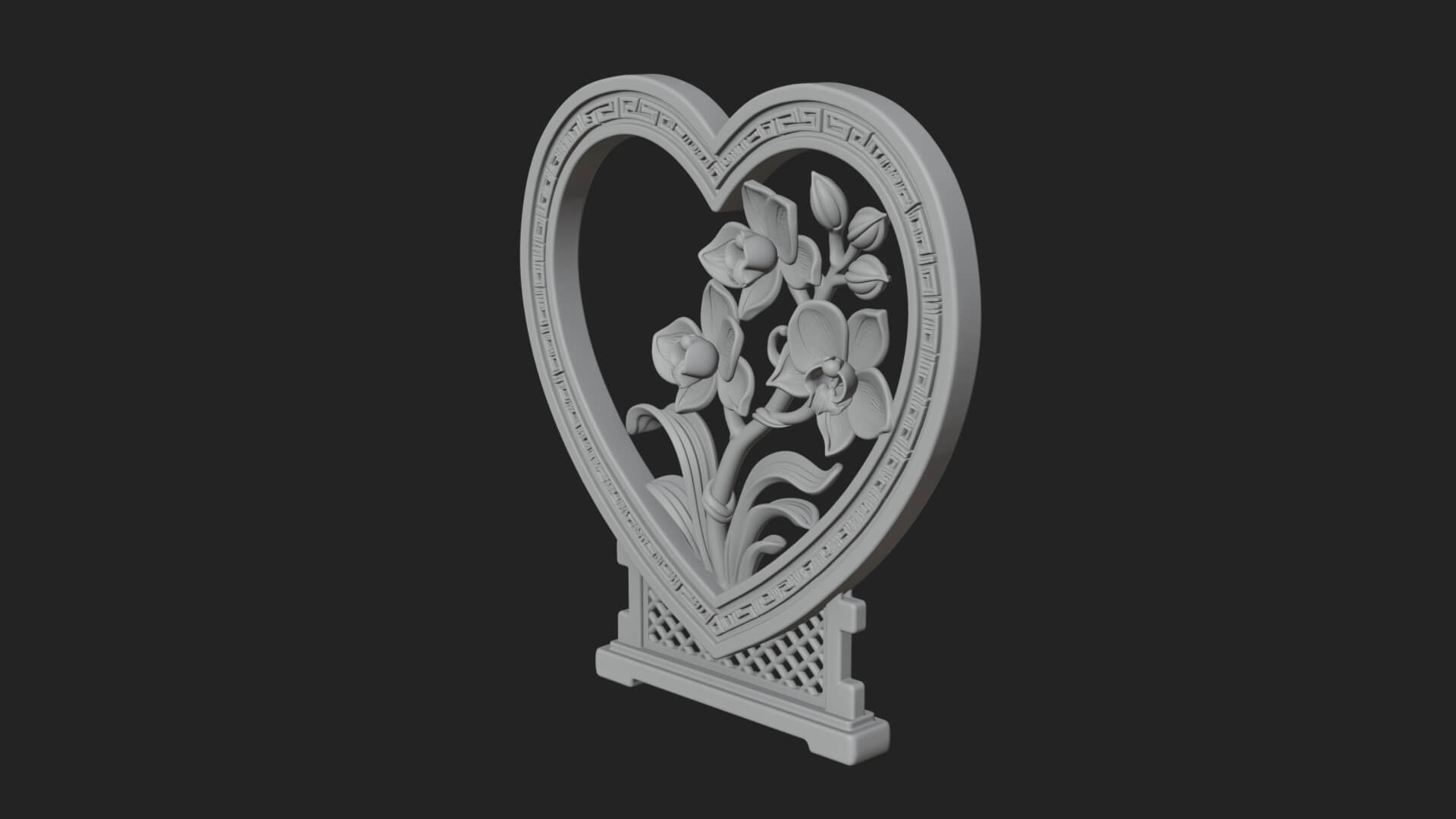 Ornate Framed Heart Plaque Design 59 3D Print Model 3D Model