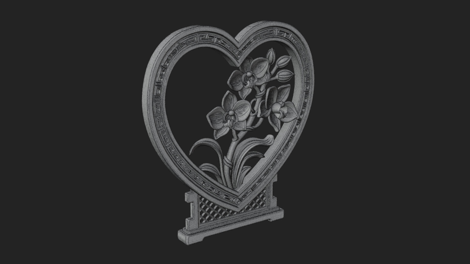 Ornate Framed Heart Plaque Design 59 3D Print Model 3D Model