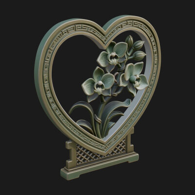 Ornate Framed Heart Plaque Design 59 3D Print Model