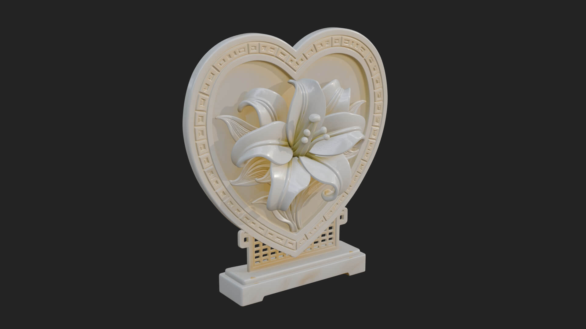 Ornate Framed Heart Plaque Design 60 3D Print Model 3D Model