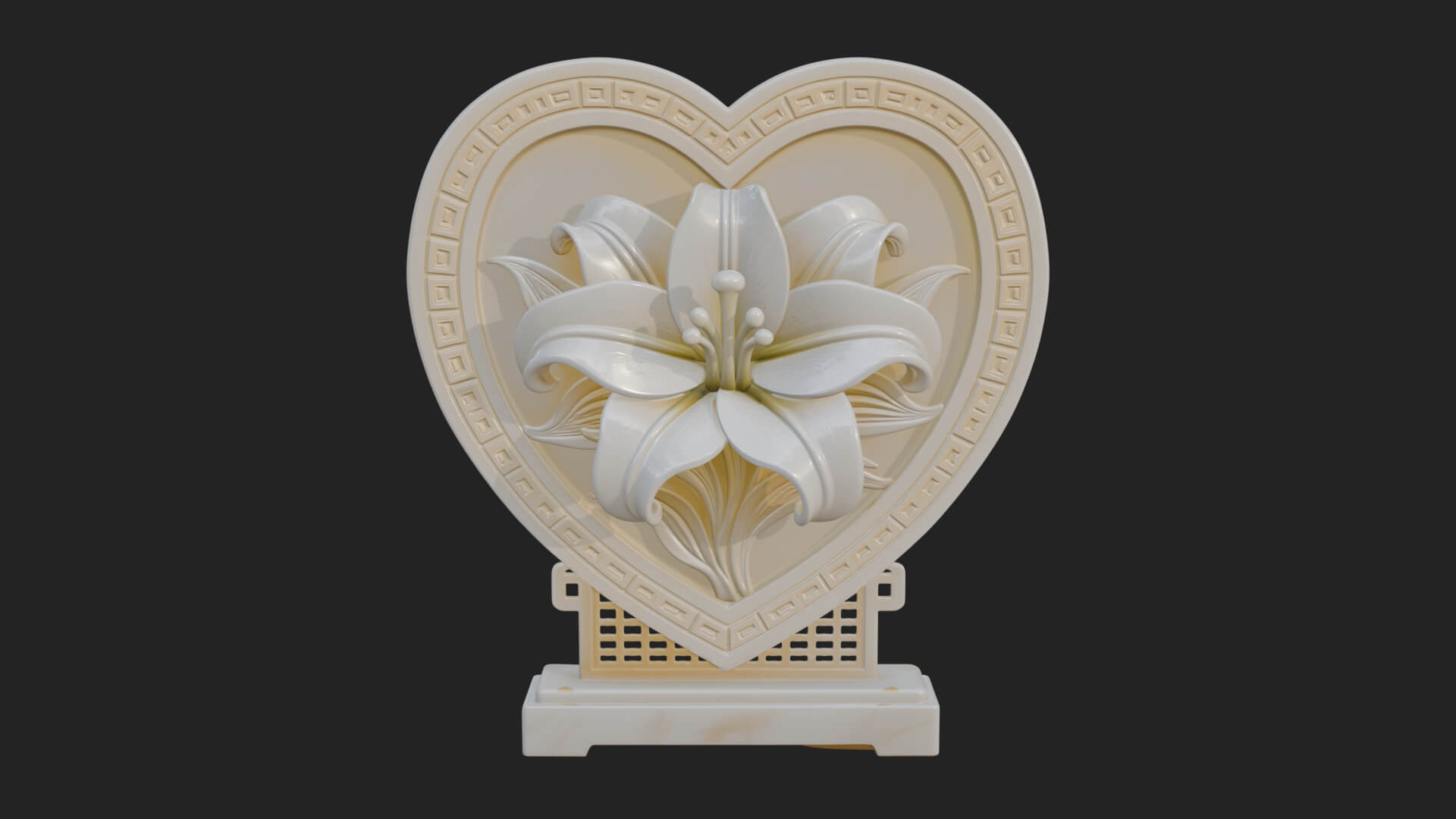 Ornate Framed Heart Plaque Design 60 3D Print Model 3D Model
