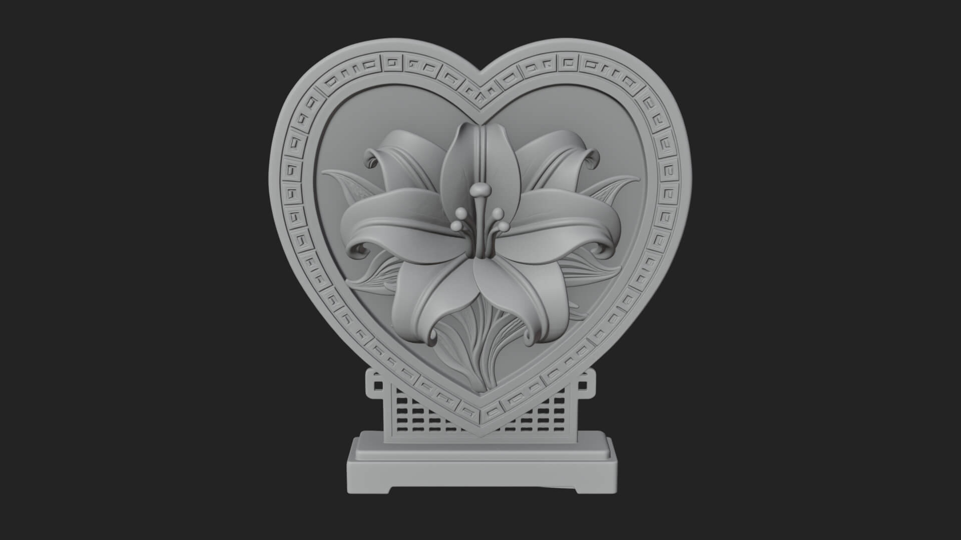 Ornate Framed Heart Plaque Design 60 3D Print Model 3D Model
