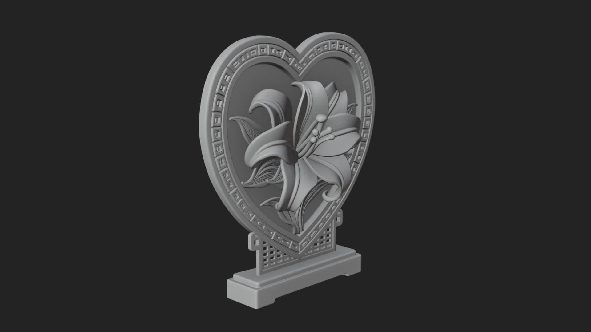 Ornate Framed Heart Plaque Design 60 3D Print Model 3D Model