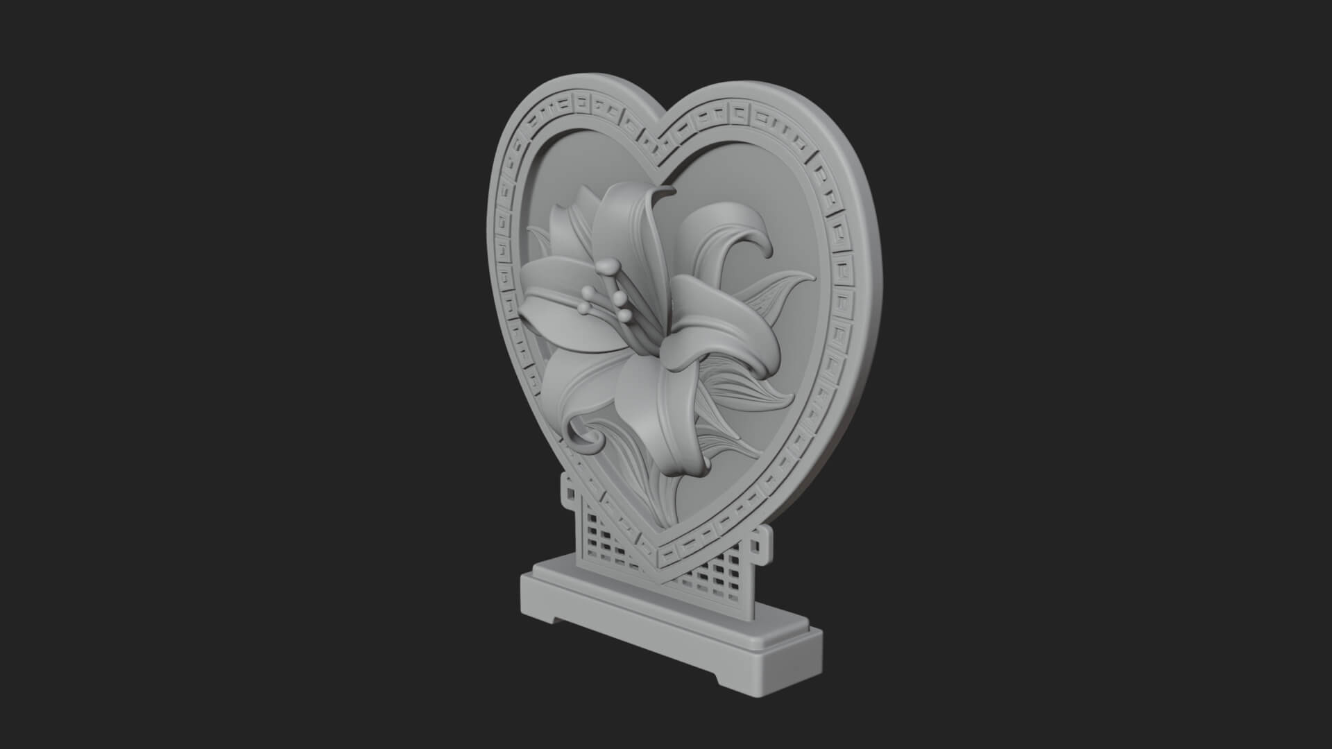 Ornate Framed Heart Plaque Design 60 3D Print Model 3D Model