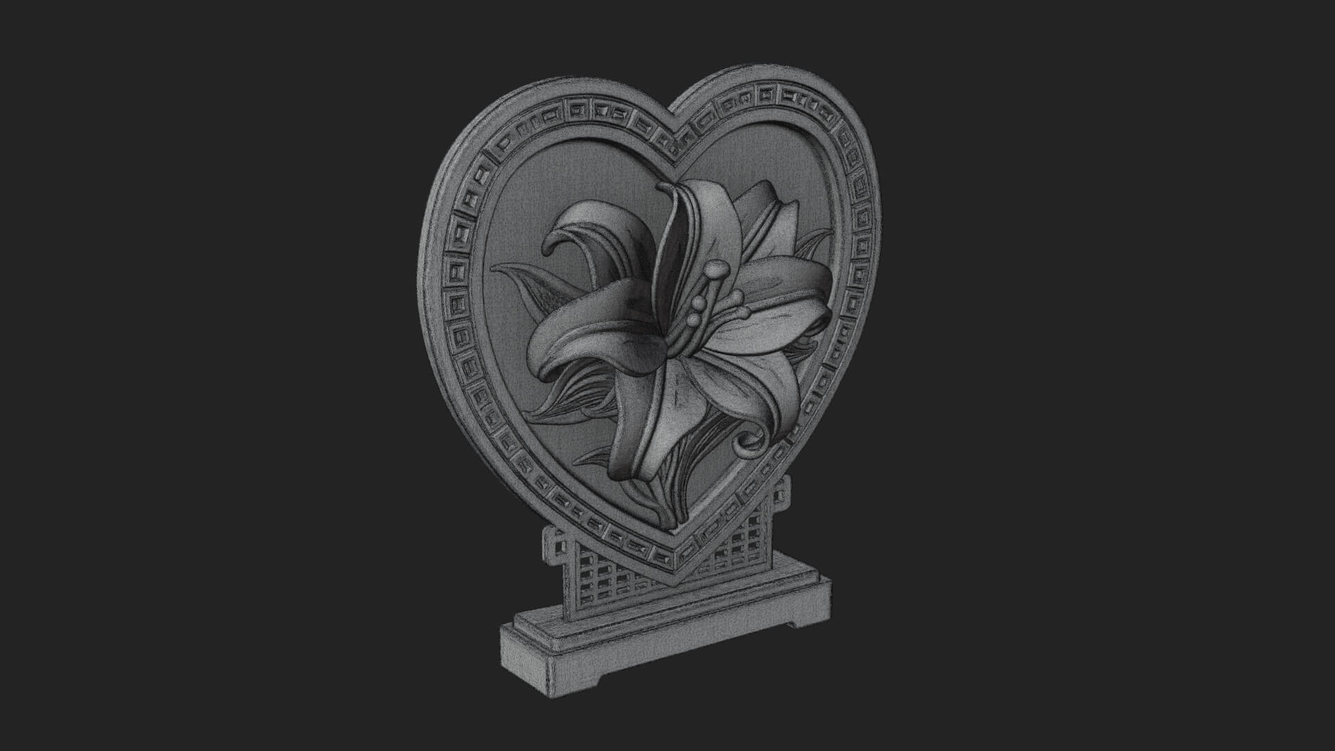 Ornate Framed Heart Plaque Design 60 3D Print Model 3D Model