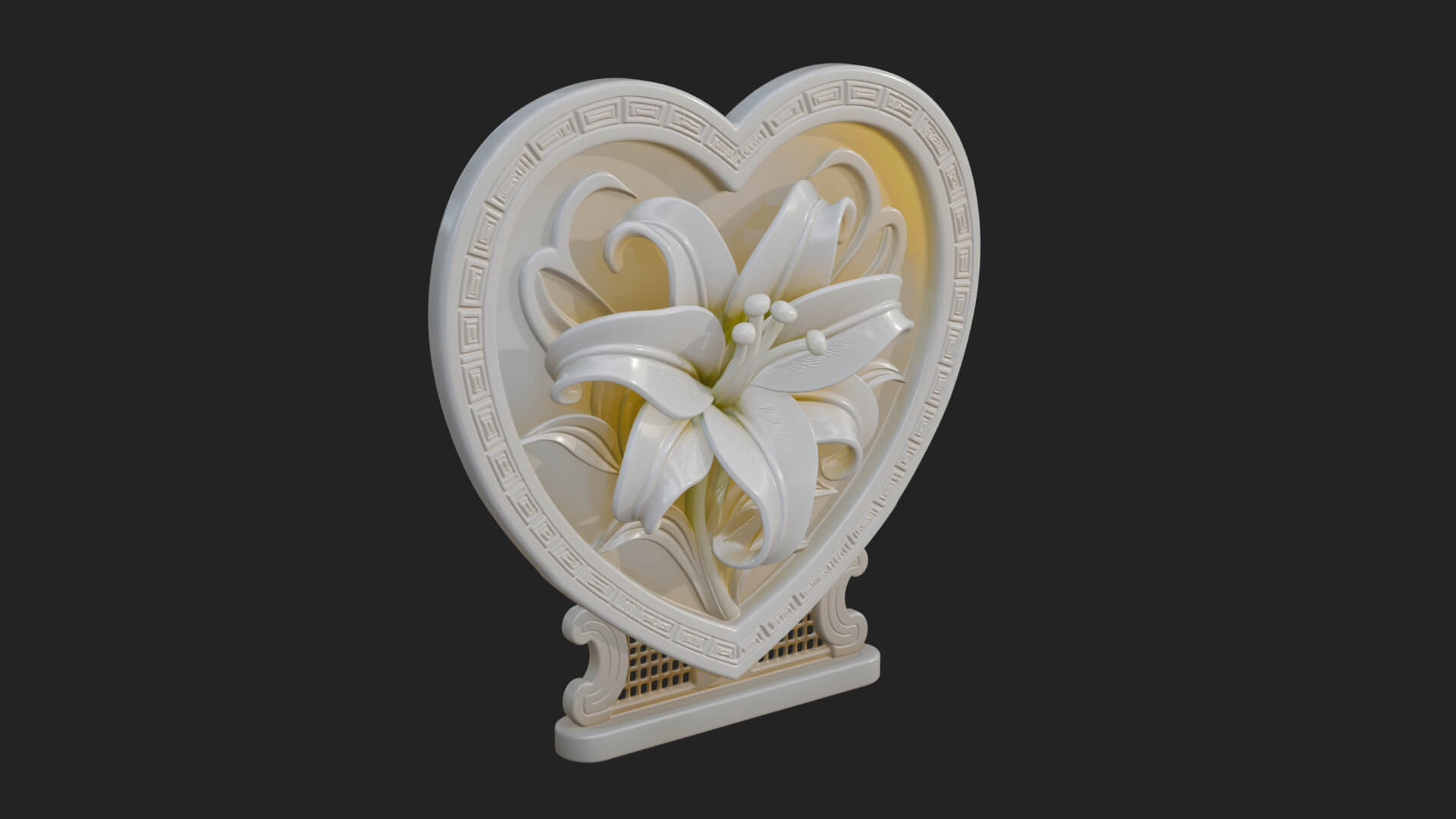 Ornate Framed Heart Plaque Design 61 3D Print Model 3D Model