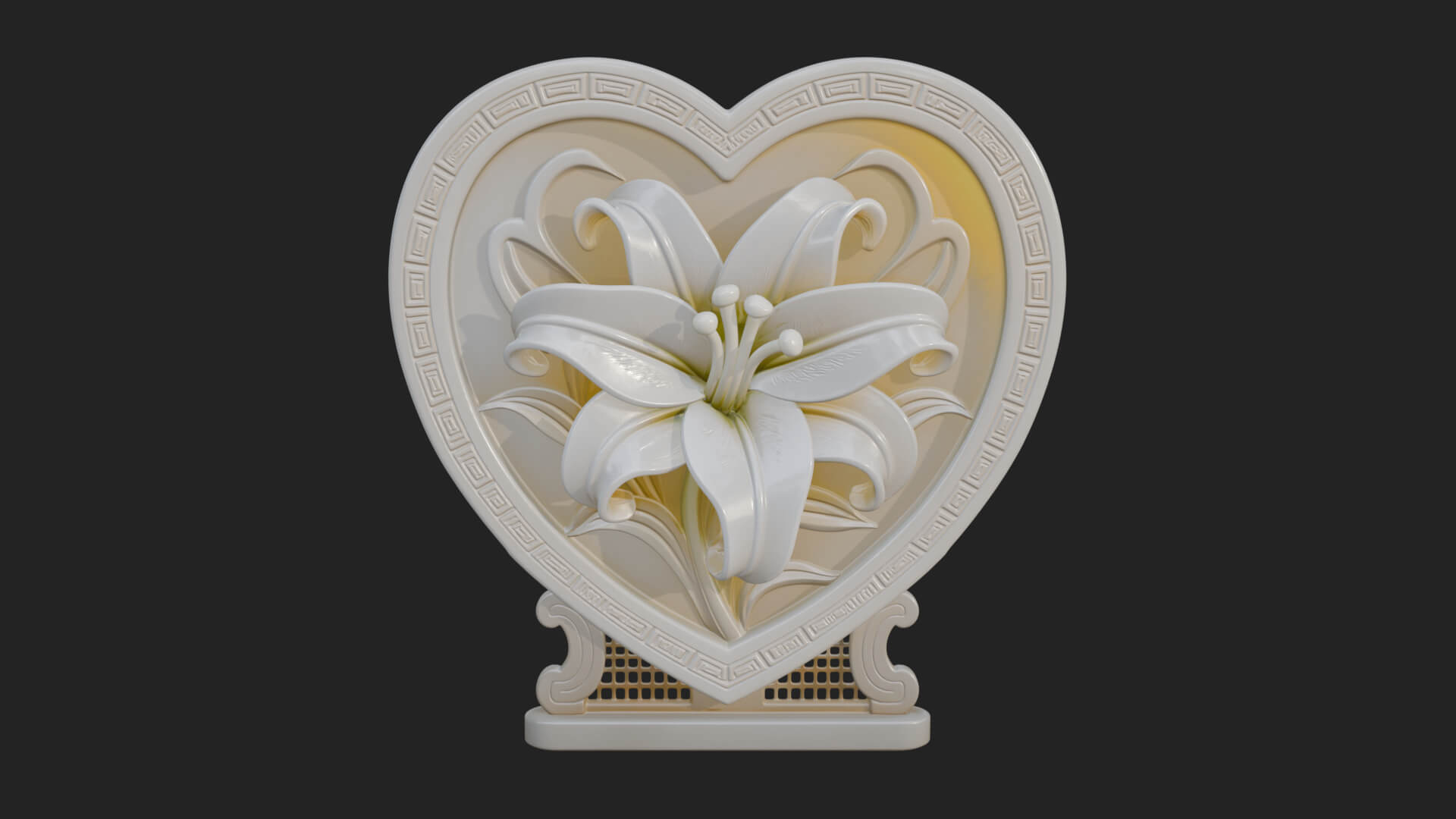 Ornate Framed Heart Plaque Design 61 3D Print Model 3D Model
