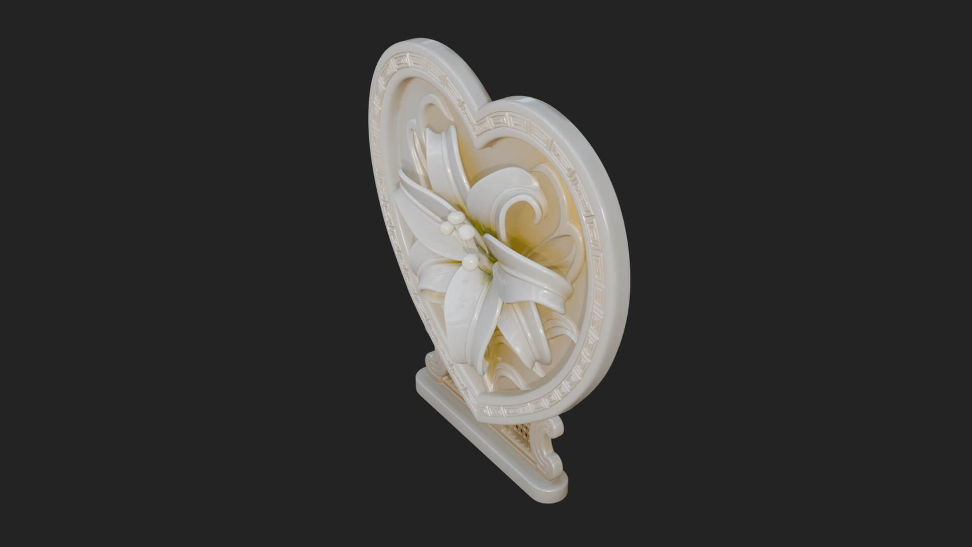 Ornate Framed Heart Plaque Design 61 3D Print Model 3D Model