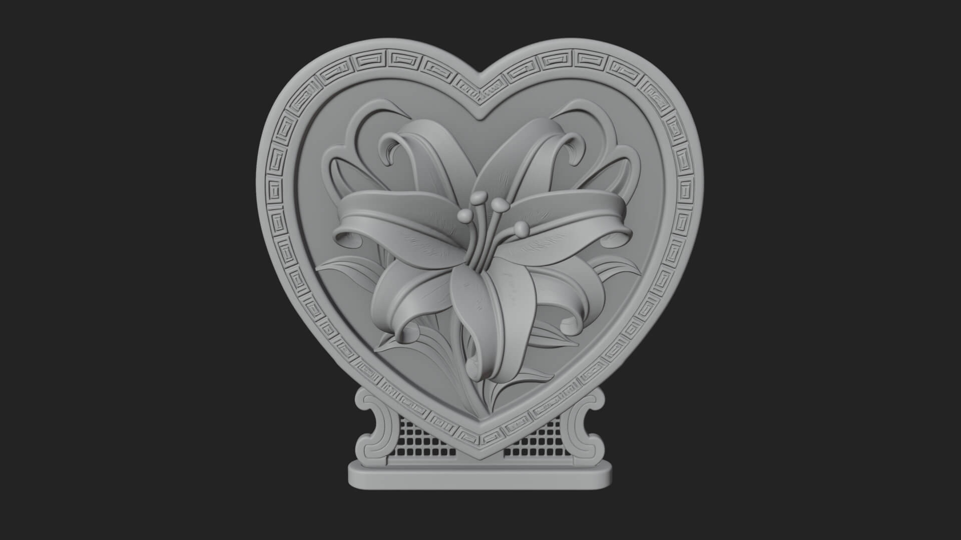 Ornate Framed Heart Plaque Design 61 3D Print Model 3D Model