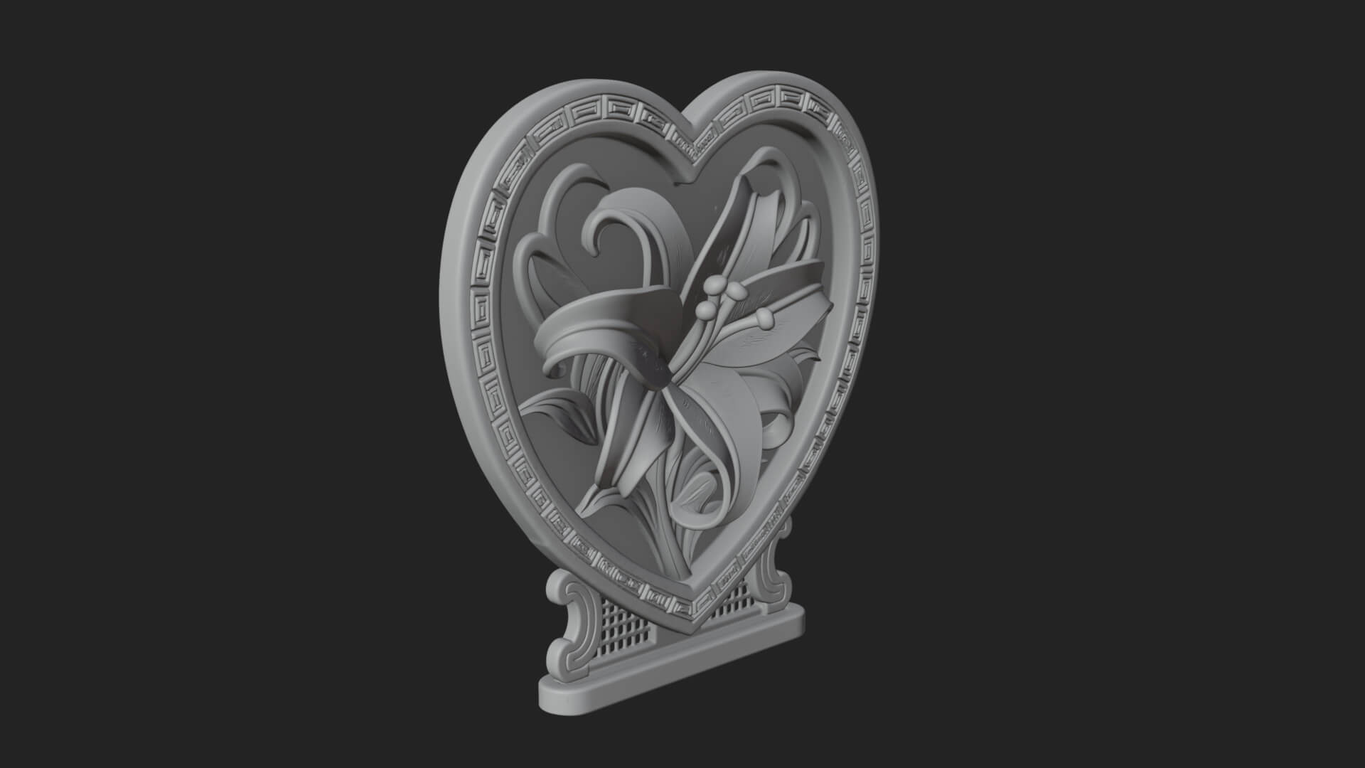 Ornate Framed Heart Plaque Design 61 3D Print Model 3D Model