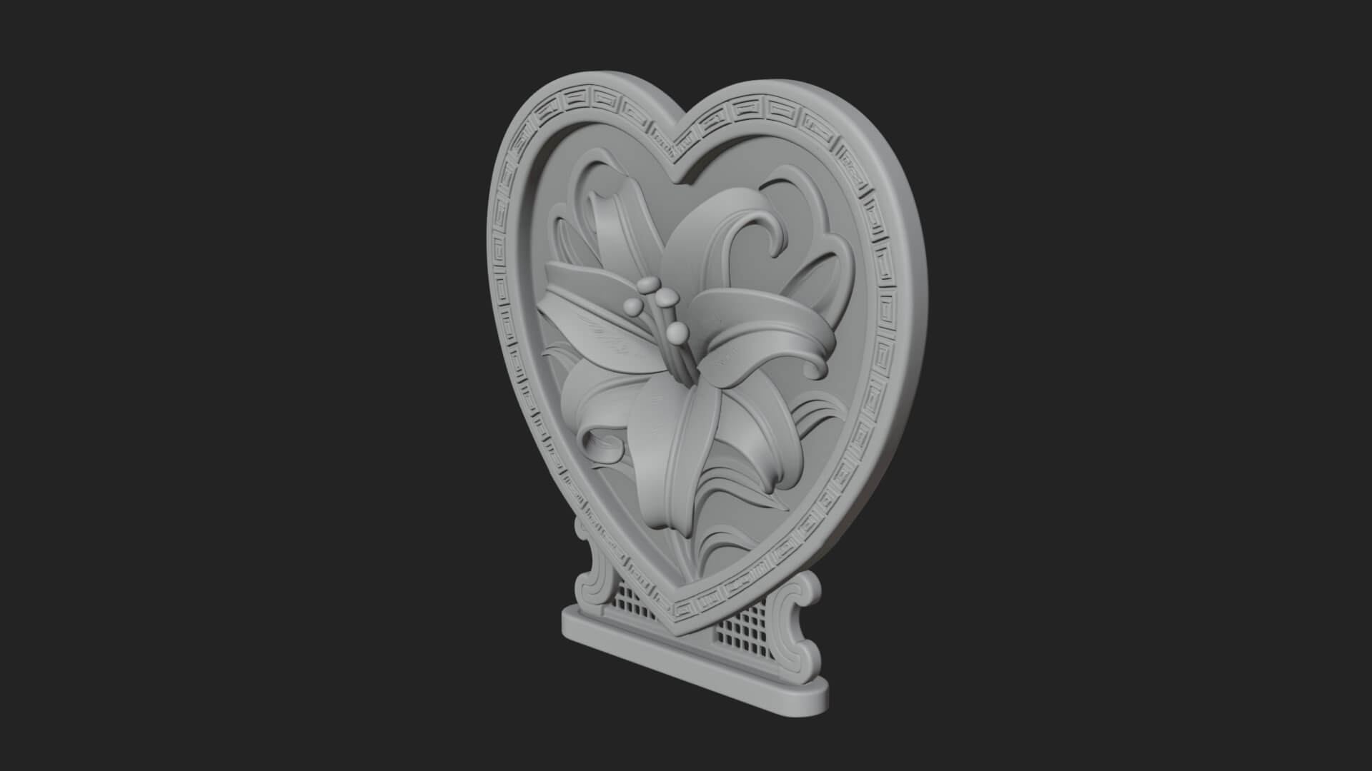 Ornate Framed Heart Plaque Design 61 3D Print Model 3D Model