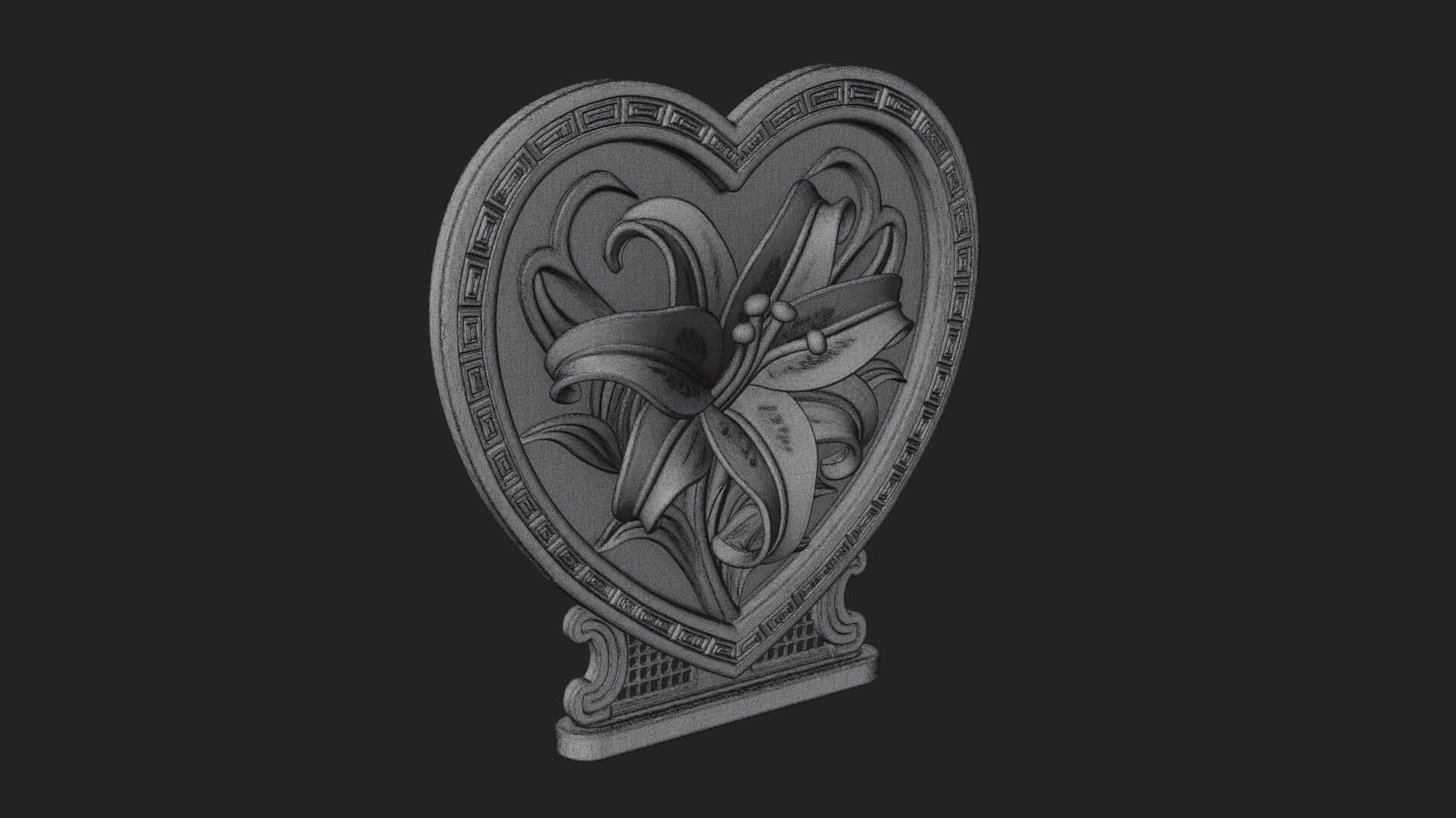 Ornate Framed Heart Plaque Design 61 3D Print Model 3D Model