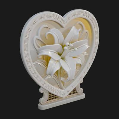 Ornate Framed Heart Plaque Design 61 3D Print Model