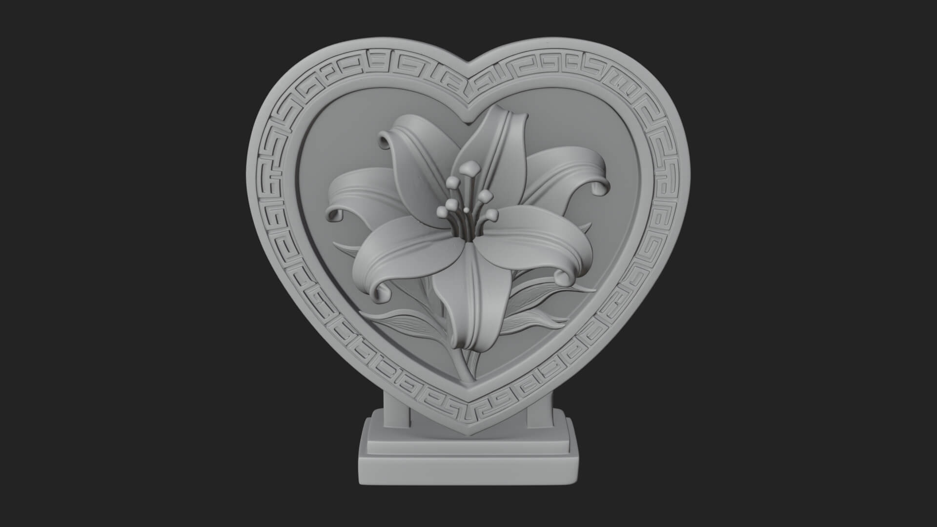 Ornate Framed Heart Plaque Design 62 3D Print Model 3D Model