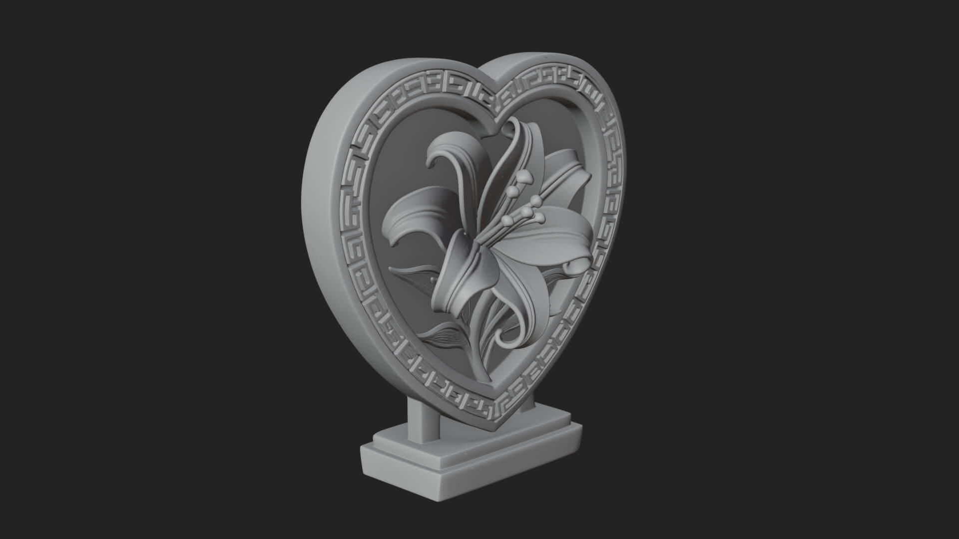 Ornate Framed Heart Plaque Design 62 3D Print Model 3D Model